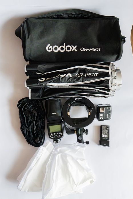 Godox V1S комплект (софтбокс QR-P60T, адаптер, X2T,батерия + зарядно)