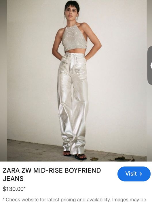 Дънки Zara с метален ефект нови