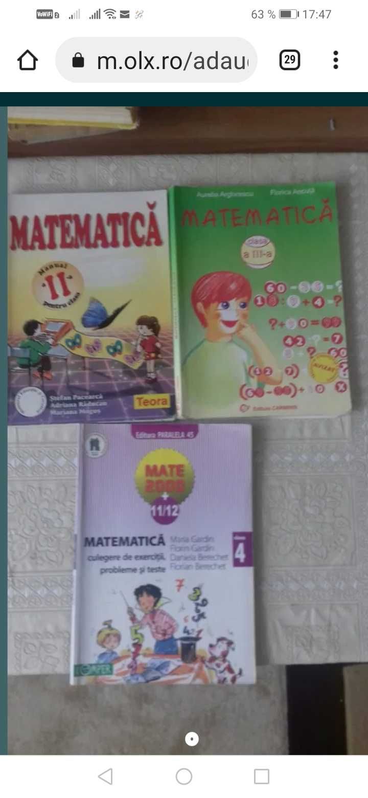 Vând manuale de matematică cls. 2-3-4. Prețul este per bucata.