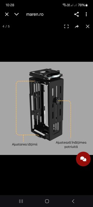 Suport calculator, inaltime si latime reglabile, rotatie 180 grade