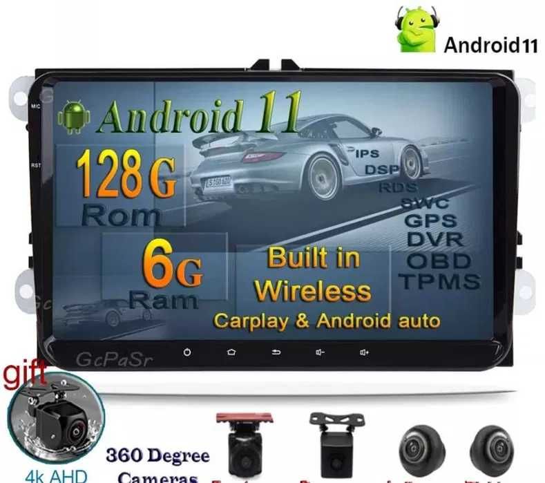 Навигация Android 9" за VW / Skoda / Seat Универсална мултимедия с GPS