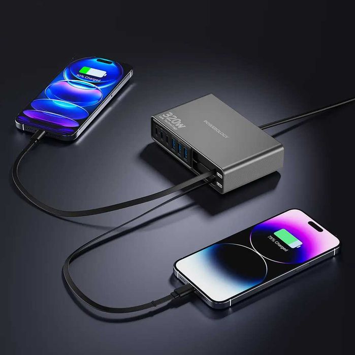 Powerology GaN 320W — Универсальная Зарядная Станция. Есть доставка