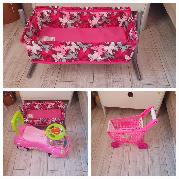 Дървена къща за кукли, дървено конче люлка, дървена кухня