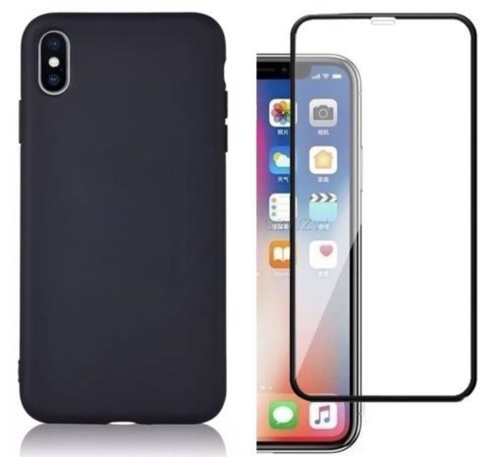 Pachet Husa Silicon Guard Case si Folie Sticla Curbata Iphone X XS MAX