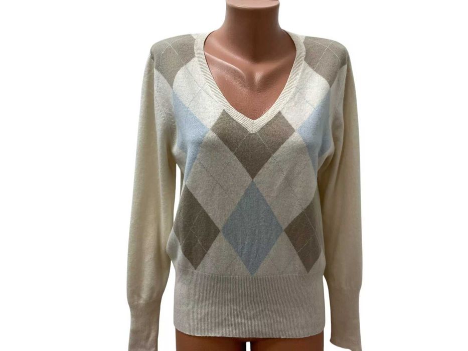 Дамски кашмирен пуловер размер L  100% КАШМИР екрю