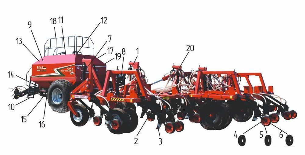 Посевной комплекс с высевом в анкерный сошник серии АP Featagro, 9.8 м