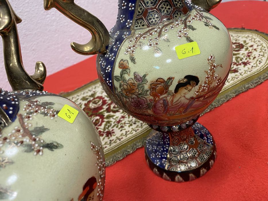 Винтидж колекционерски японски вази Сатсума ръчна украса 1960те