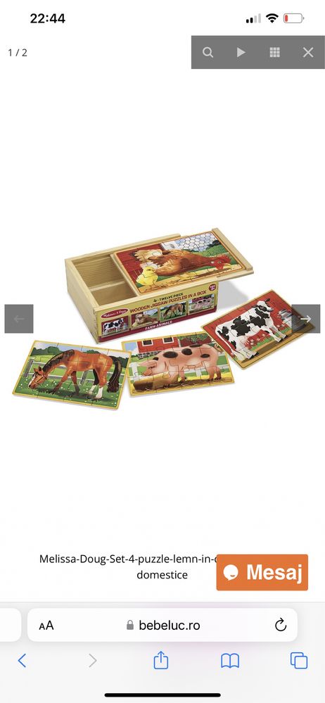 Set 4 puzzle lemn in cutie Animale domestice  Melissa & Doug