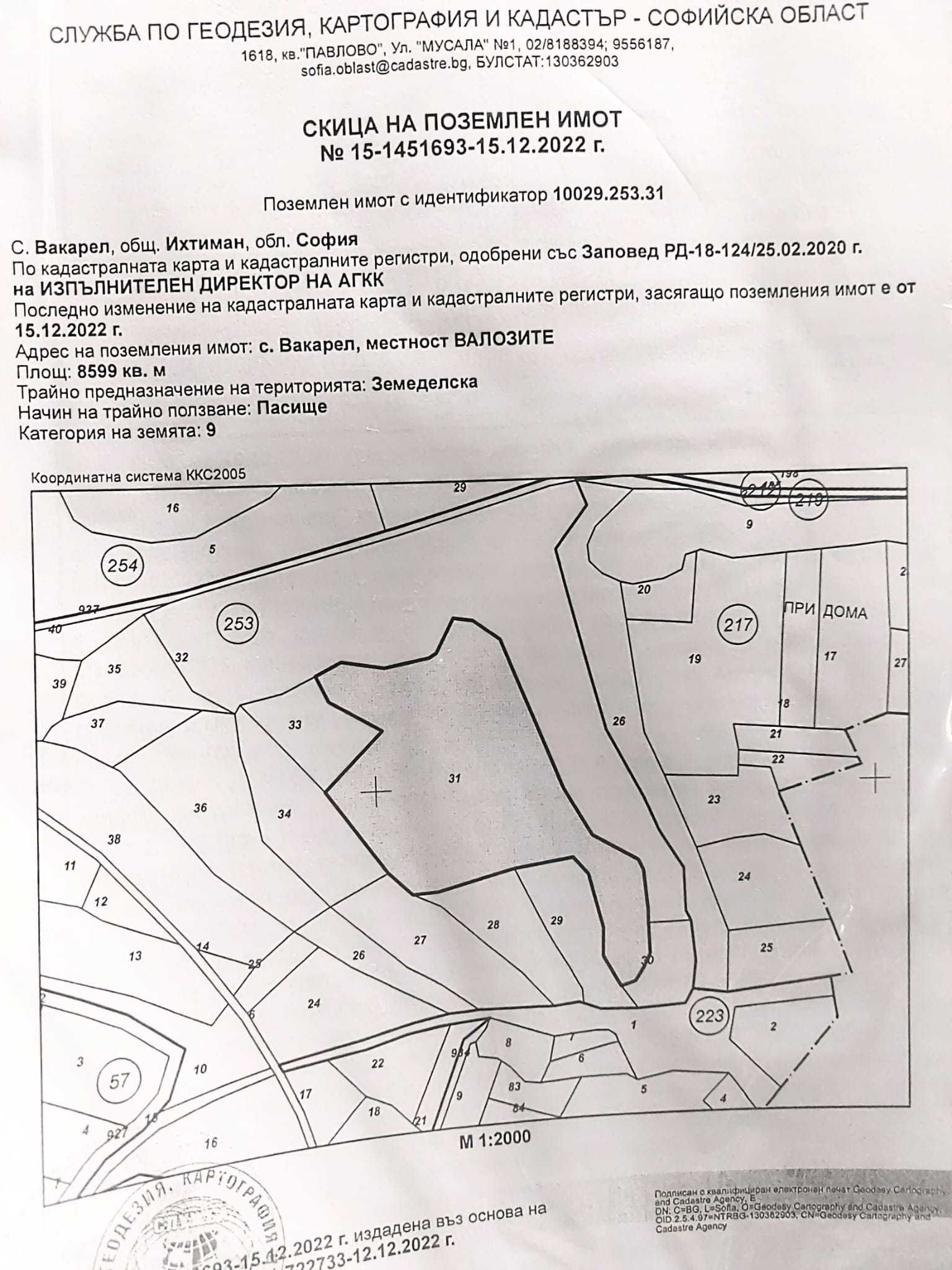 ПАРЦЕЛ земя в софия Вакарел 8600m2