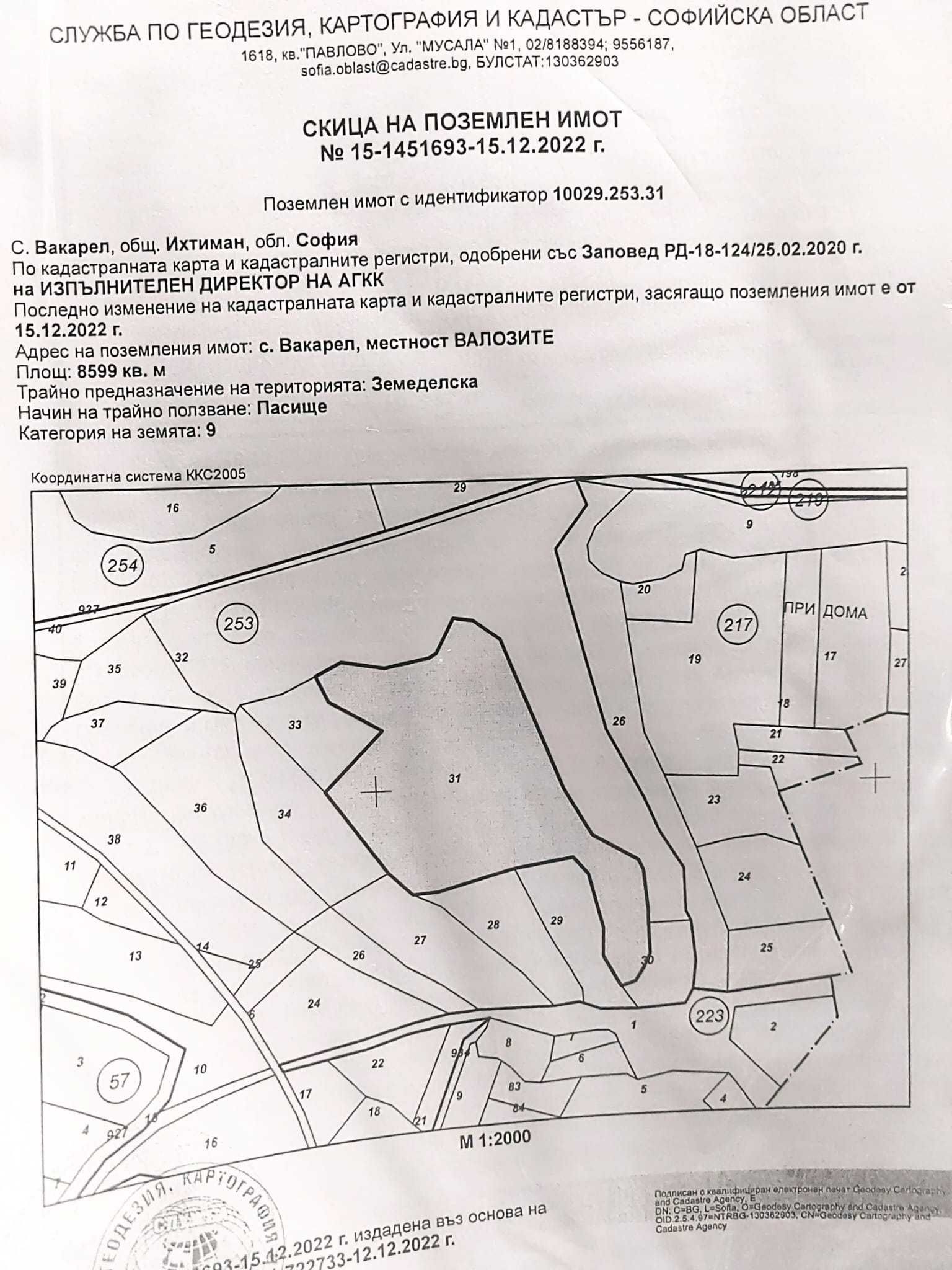 ПАРЦЕЛ земя в софия Вакарел 8600m2