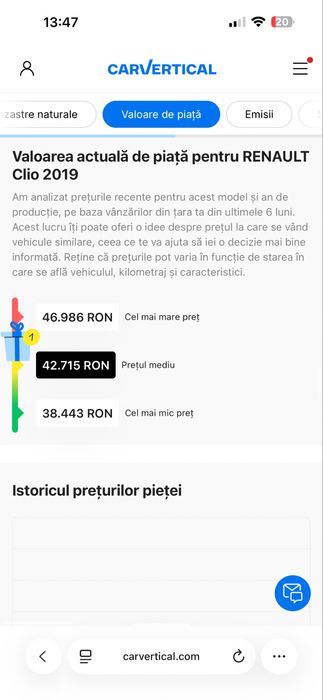 Renault Clio Break TCe90 GPL, COLANT BOLT,  raport carvertical