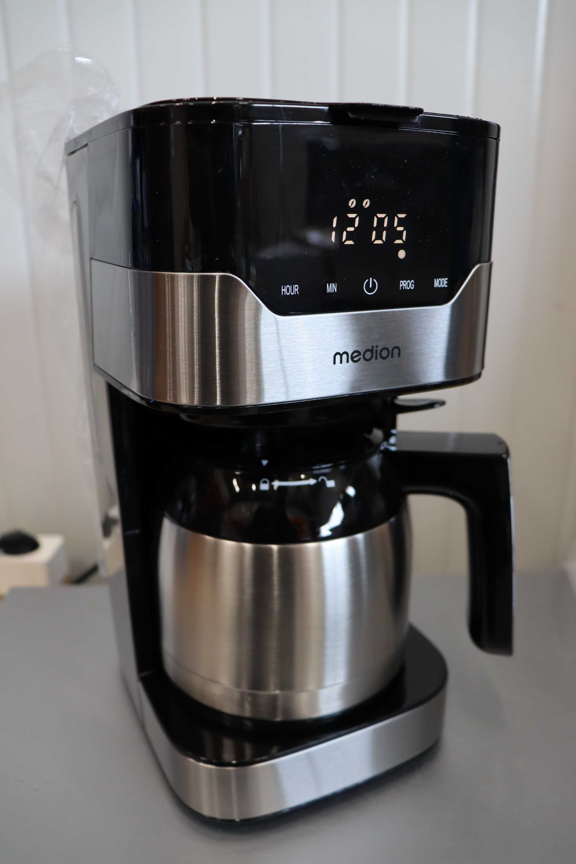 Шварц Кафе машина MEDION с термос и таймер 8-10 чаши, 1,2L, 900W