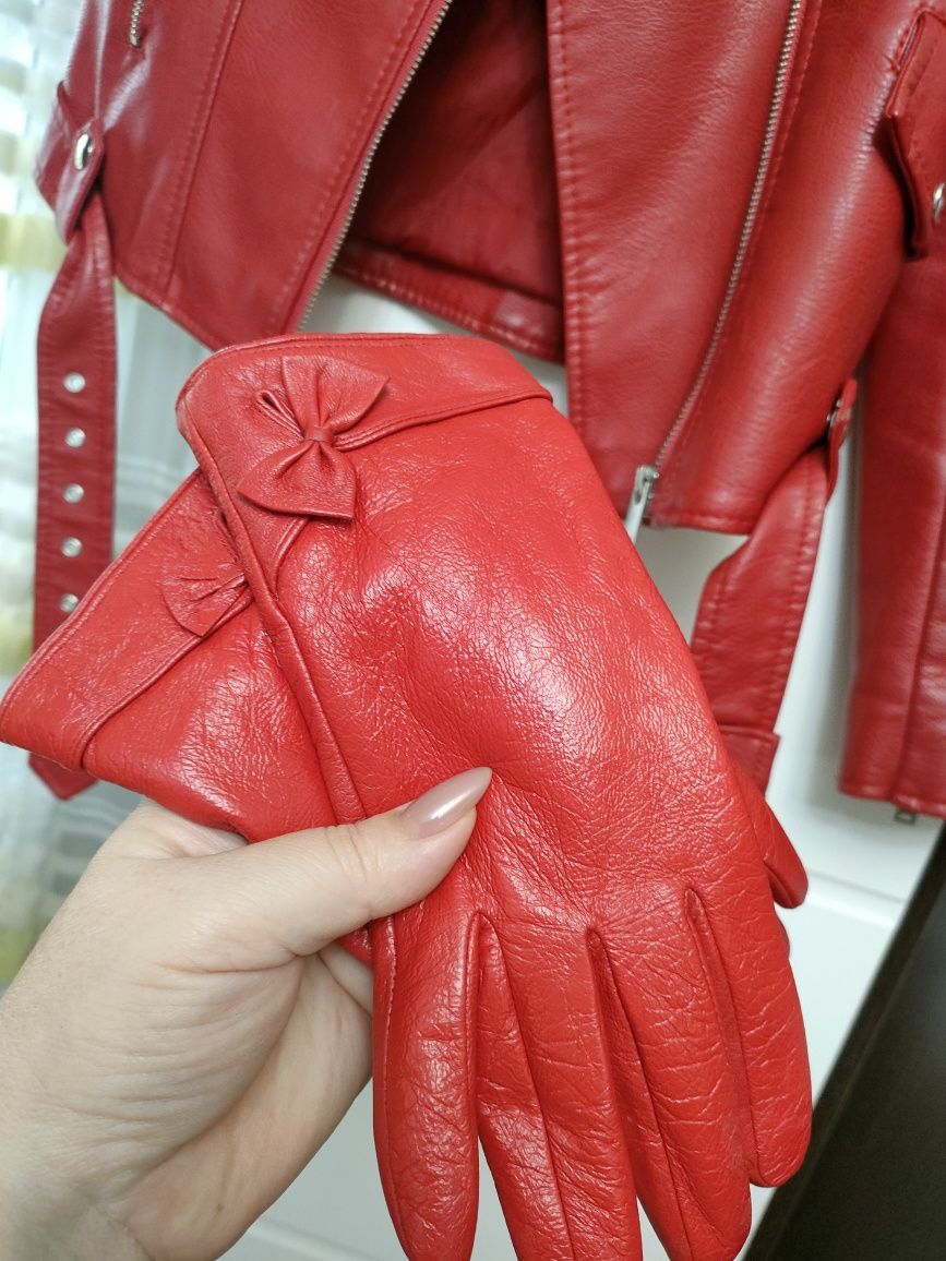 куртка кожаная красная