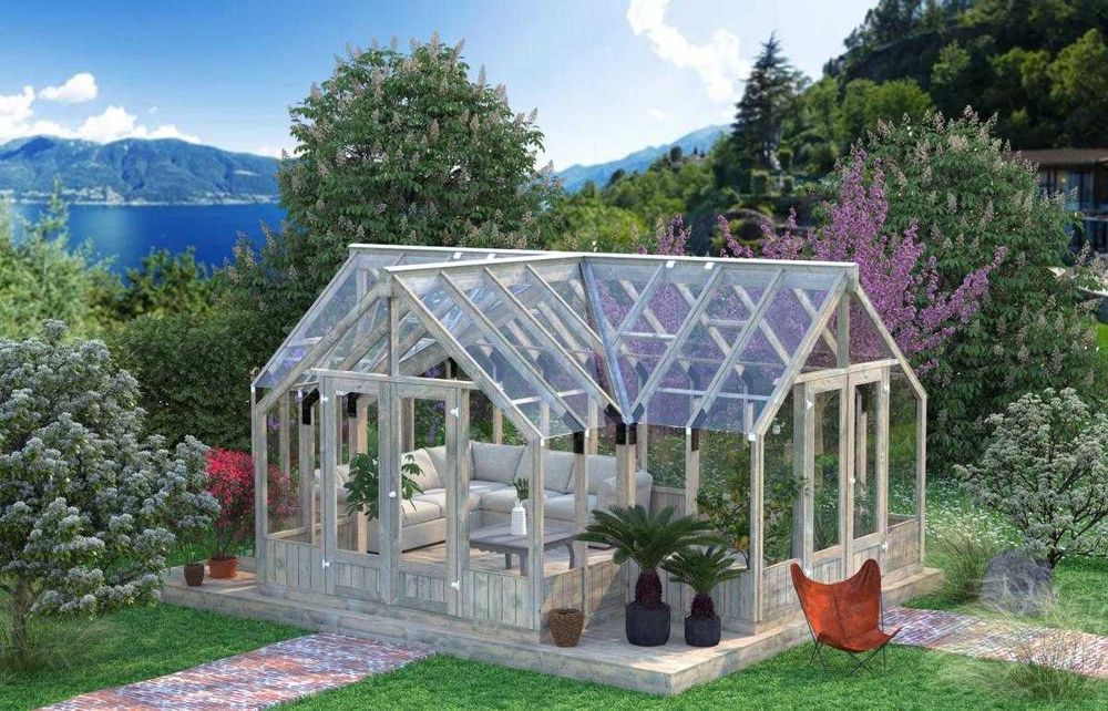 Sera din lemn si sticla, Pavilion de gradina din lemn si sticla