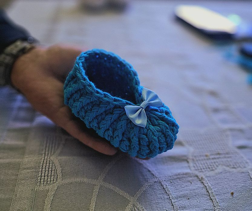 Papucei croșetați din bumbac 100 %