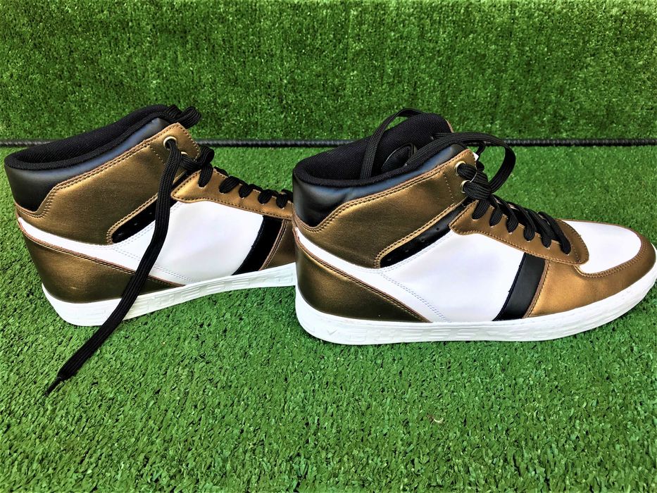 GUESS PELZY Sneakers barbati, culoare bronz, alb, negru, marimea 43.5