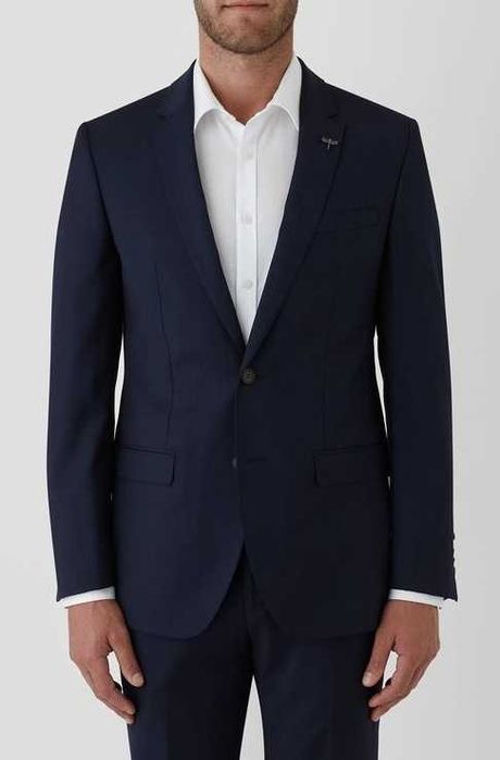 Costum slim 46 S premium Ozel Italy lana respirabila albastru