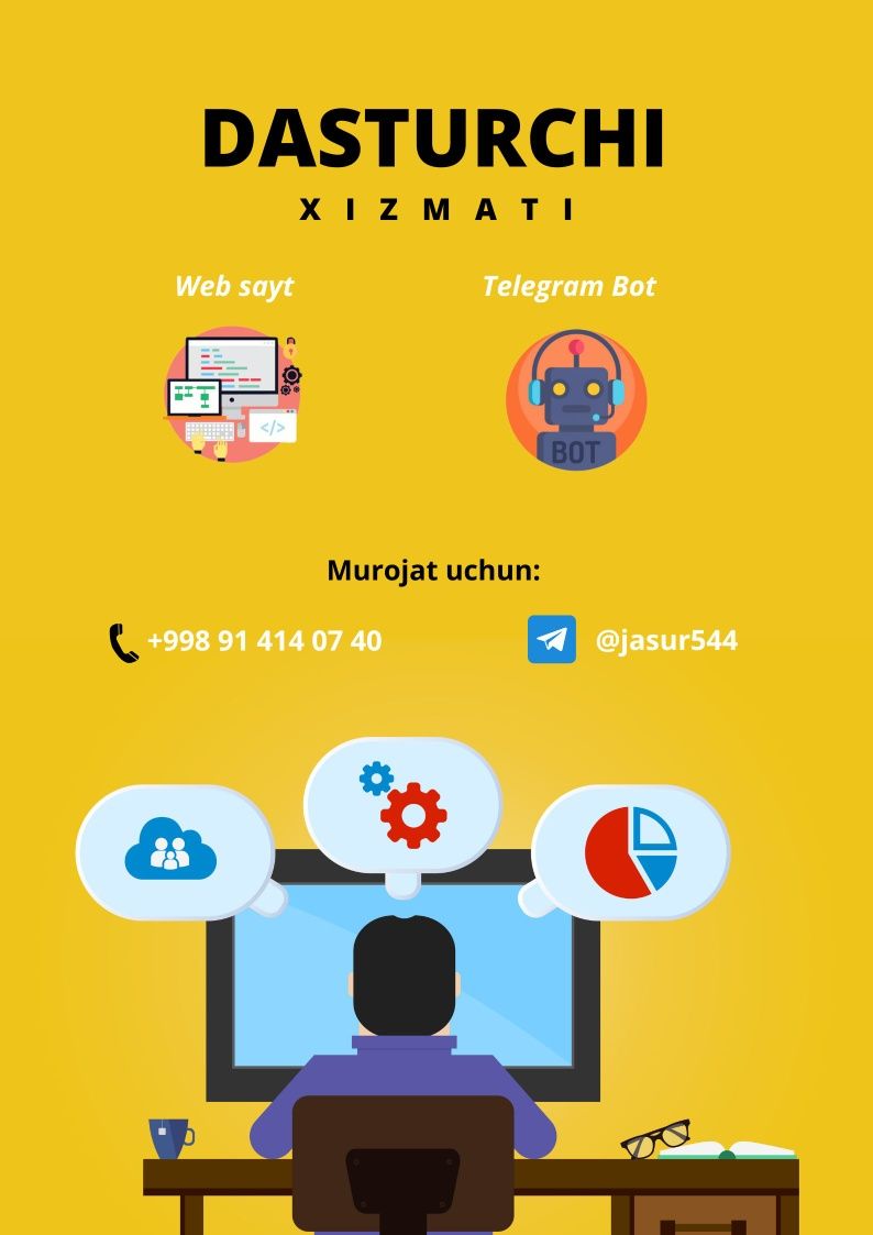 Web saytlar, telegram botlar tayorlash xizmati