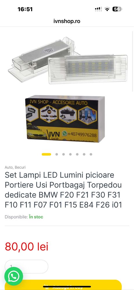 Set lampi Led portiera Bmw