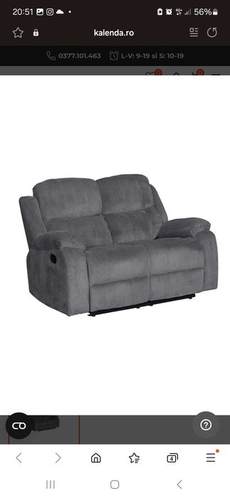 Vand canapea cu 2 locuri cu reclinere
