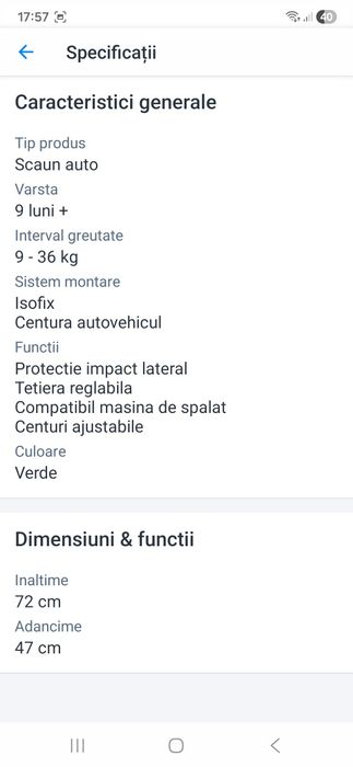 Scaun auto Britax Romer Advansafix II SICT Green Marble, 9 - 36kg