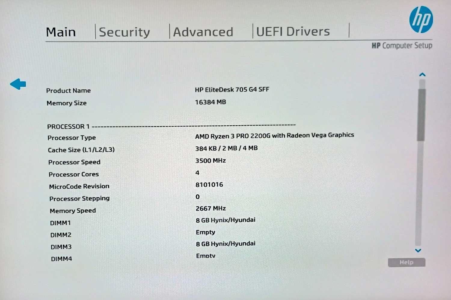 HP EliteDesk 705 G4 SFF AMD Ryzen PRO Radeon Vega8 DDR4 RAM 8GB