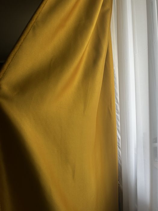 Draperii de in, culoare mustar