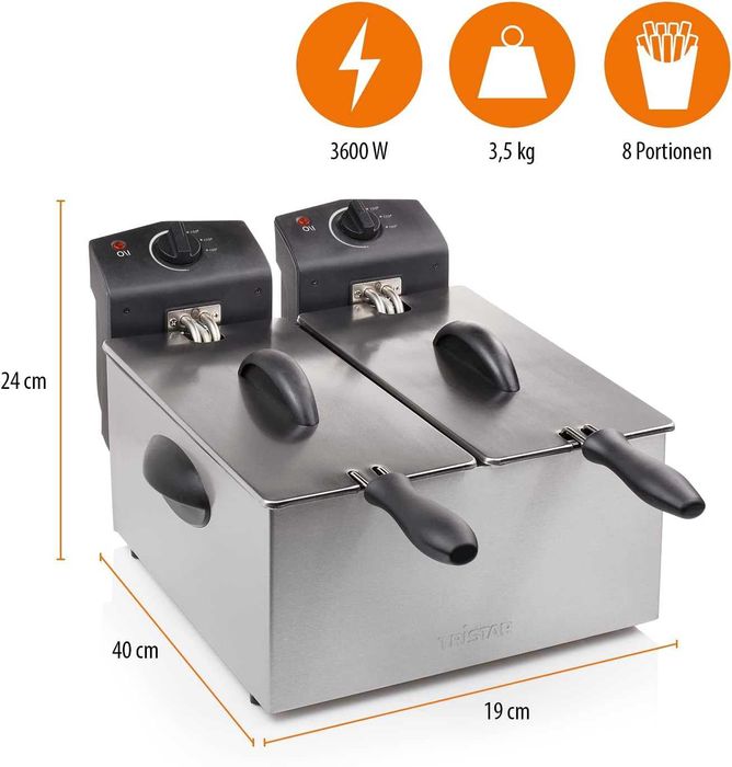 Двоен фритюрник Tristar FR6937, 2 x 1800W, 2 x 3л.