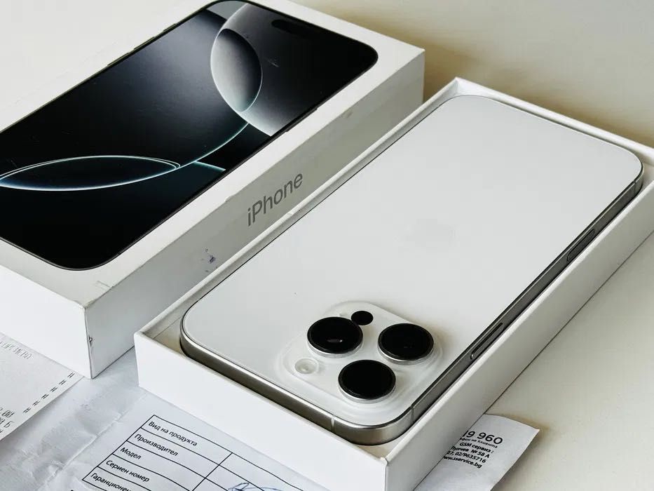 НОВ! Iphone 16 Pro Max 256GB White Titanium Гаранция 2 години
