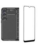 Samsung A22/A32/A25/A34/A35 Husa Carbon Neagra + Folie Sticla Curved G