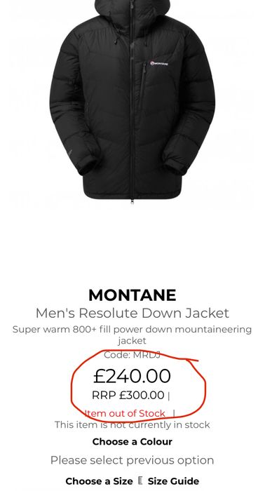 Geacă puf Montane Resolute Down S/M mammut ortovox patagonia rab