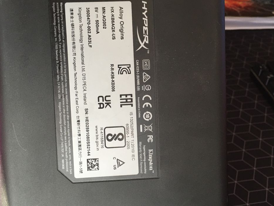 Tastatura HyperX Alloy Origins RGB  (defect:nu are tasta 1)