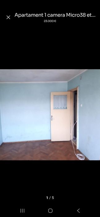 Persoana fizica , vând apartament o cameră, micro 38 . 23000 Euro