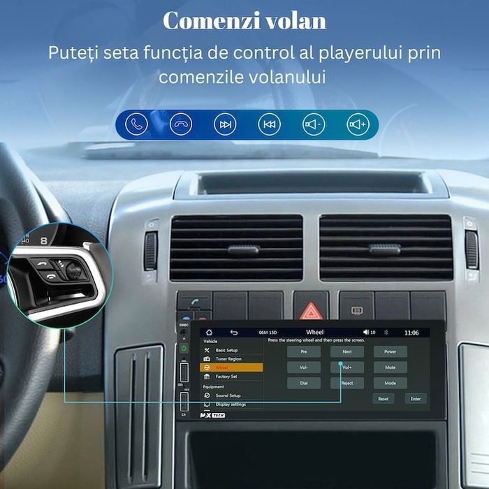 MP5 плейър Android auto Carplay 1 Din,Универсален,MaxTech®,6,86 инчовH