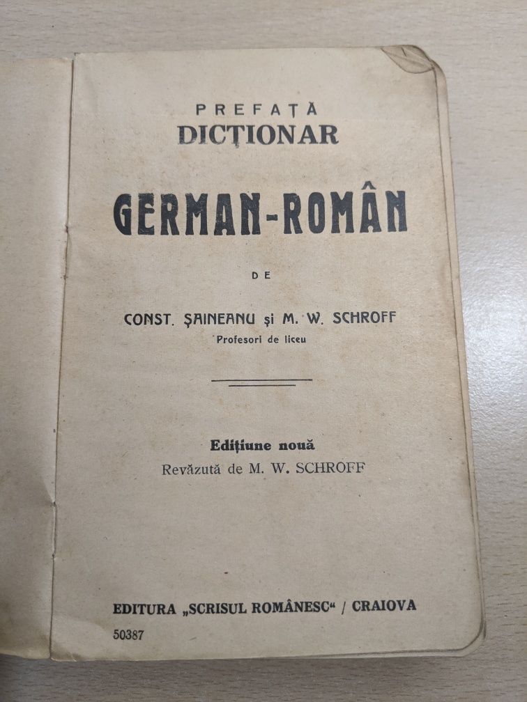Dicționar german român vechi rar