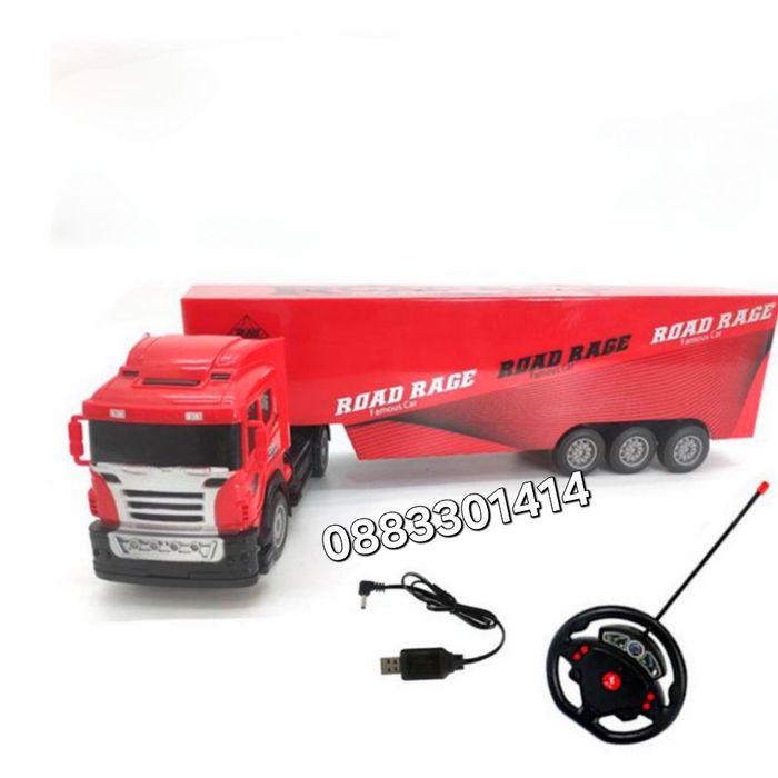 Тир Камион с дистанционно управление Жълт, Червен