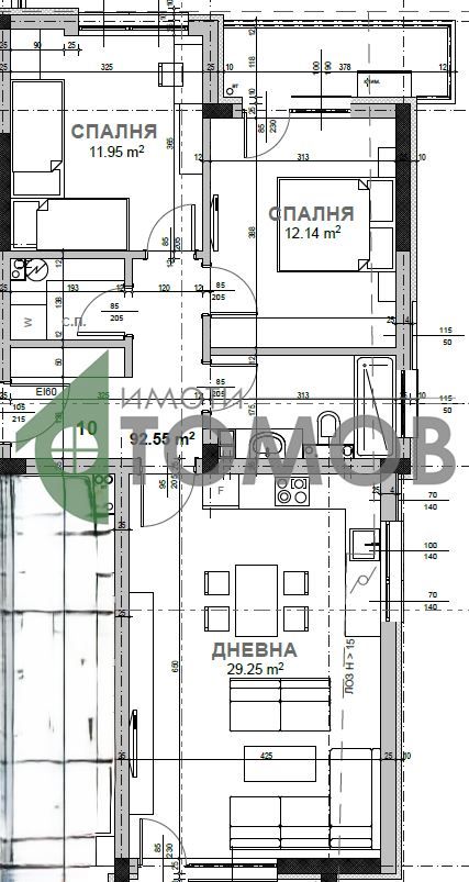 Светъл тристаен апартамент ново строителство в кв. Казански