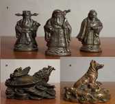 Statuete Feng Shui bronz, Fu,Lu,Sau |Testoasa-dragon | Caine cu zodiac