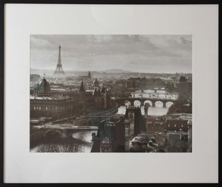 1мх80см Черно бяла приказна фотография от Париж в стъкло, паспарту