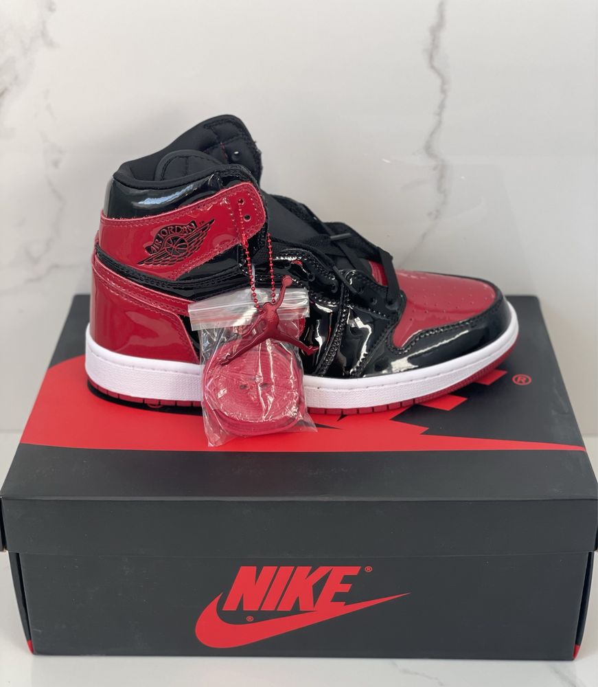 Air Jordan 1 High Retro Bred Patent Red