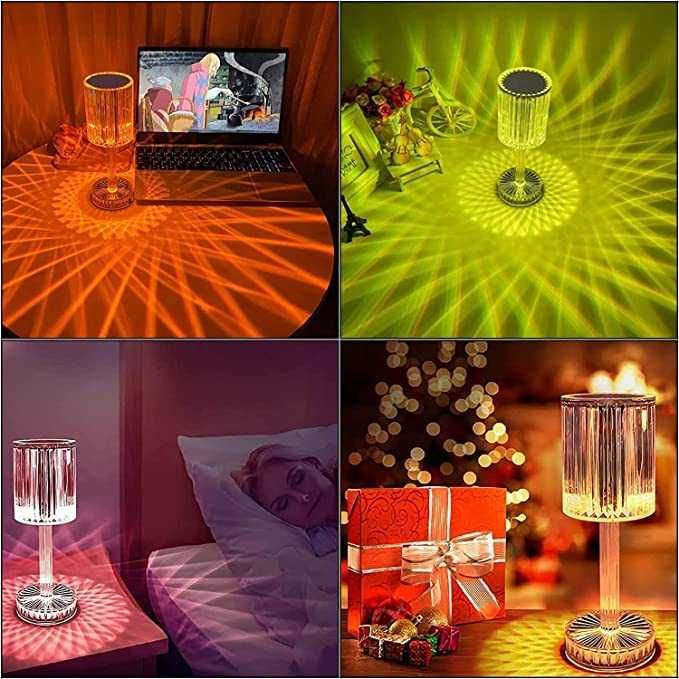 Lampa acrilica tip cristal RGB reincarcabila USB telecomanda 8.5x25cm