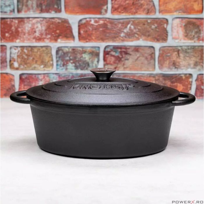 Cratita, oala din fonta cu capac, ovala, 29x21,5x10,7 cm, 4.5 litri,