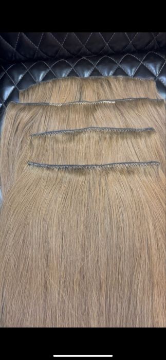 Естествена коса от един донор светло кестенва.200 гр 65см