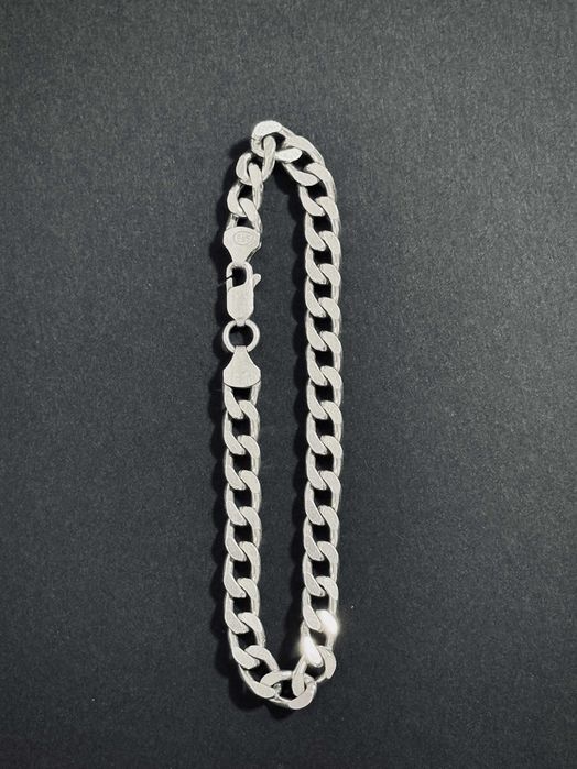 Brățară bărbătească din argint 925 - 28g, 7mm lățime, 19.5cm lungime