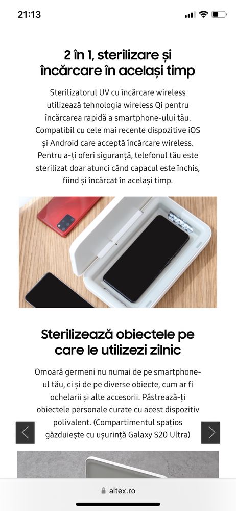 Sterilizator UV Samsung NOU cu încărcător wireless