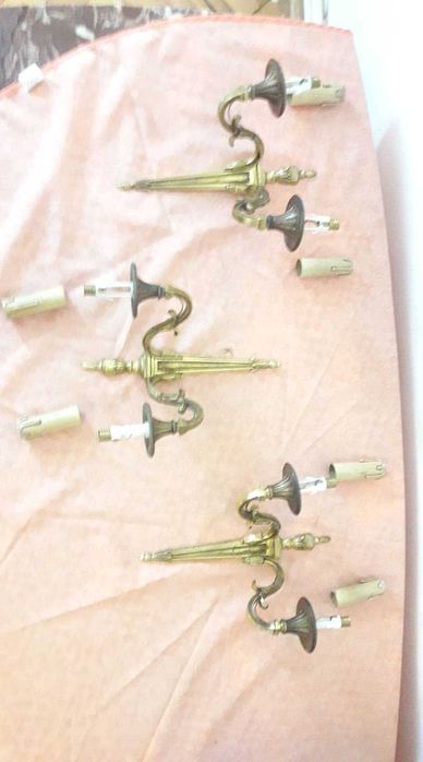 Set de trei aplice din bronz masiv vintage