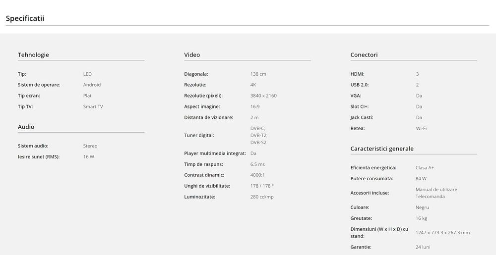 Smart TV UHD 4K -55 inch model Vision Touch VTTV AND554K