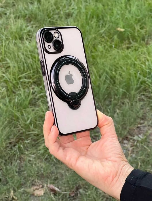 Husa silicon Luxury Magsafe cu inel metalic pentru iPhone 15