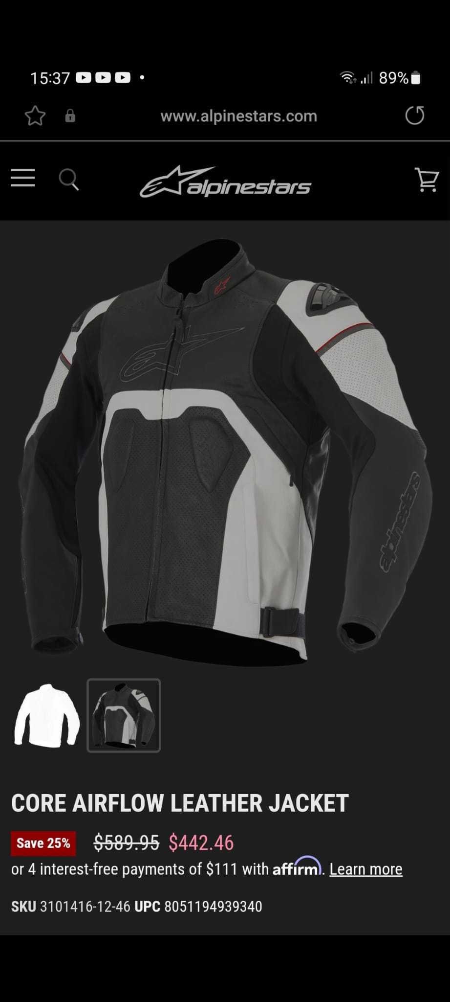 Geaca Moto - Piele Alpinestars - piele integrală de 1,1 mm + MESADA