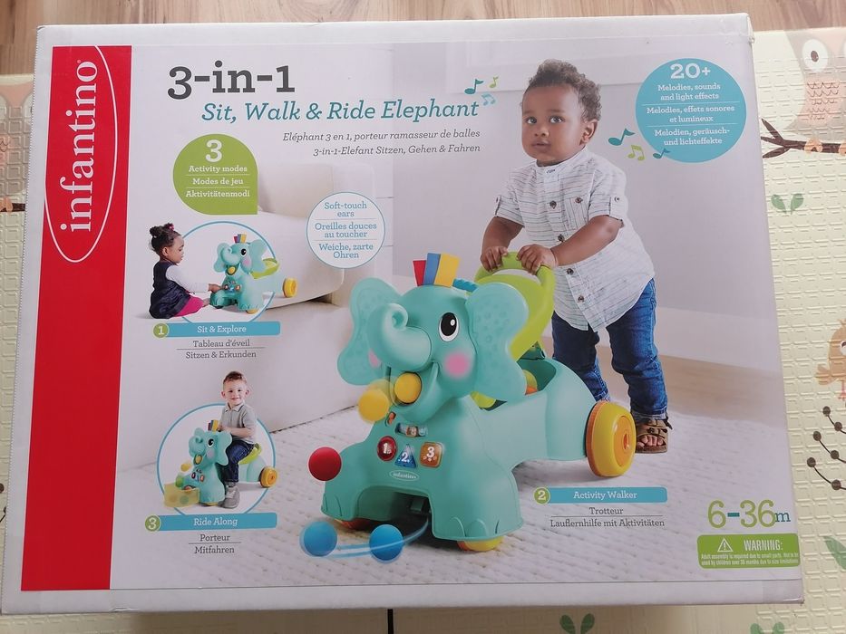 Mașinuță fără pedale, elefant, 3 un 1 - SIGILAT